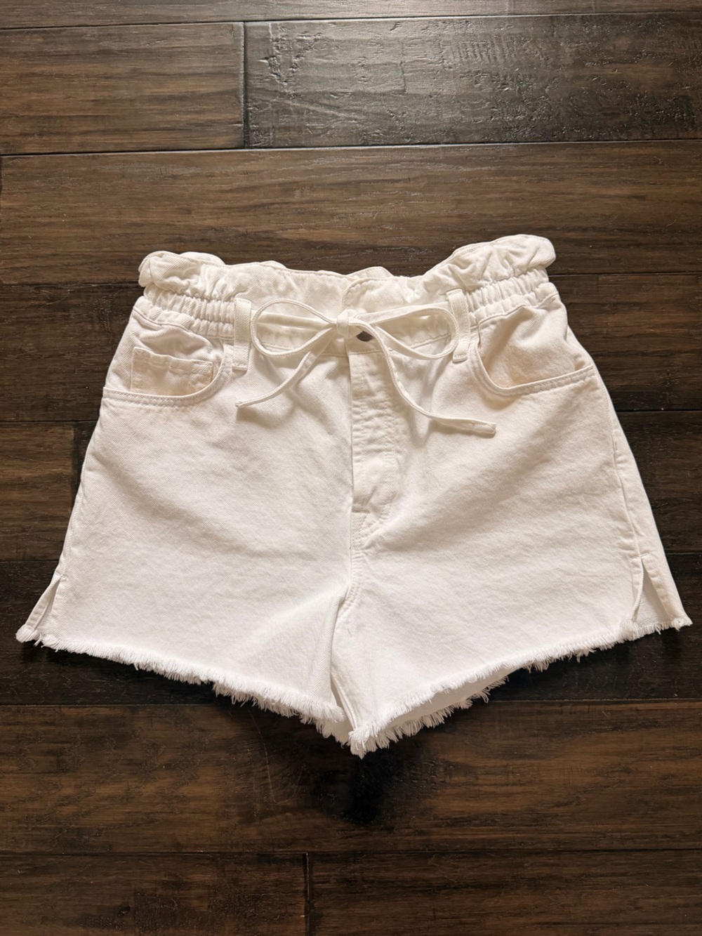 7 FOR ALL MANKIND Darling High-Waisted Paperbag Tie Wasit Denim Shorts 27 $168!!